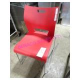6X, RED WIDE SEAT PLASTIC CHAIRS