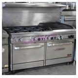 1X, SOUTHBEND 24" CHARBROILER 6 BURNER DBL OVEN