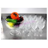 LOT, 15 PC FRUIT SALAD GLASSES, 1 BOWL, GLASSFRUIT