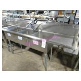 1X, 74.5"X23.5" 3 WELL S/S SINK W/ R.H. R/O & WAND