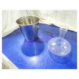 LOT, 7PCS, 4 WINE DECANTER & 3 S/S WINE BUCKETS
