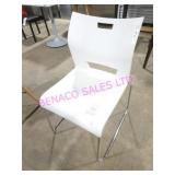 2X, WHITE WIDE SEAT PLASTIC CHAIRS