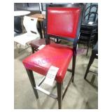 10X, WOOD FRAME, RED VINYL SEAT & BACK BAR STOOLS