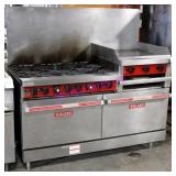 1X,VULCAN 6 BURNER, 24" SIDE GRIDDLE, DBL OVEN 60"
