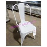 8X, WHITE METAL STACKING PATIO CHAIRS