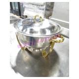 1X, 13.5"D S/S ROUND CHAFING DISH W/ BRASS TRIM