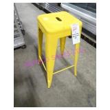 3X, YELLOW METAL BACKLESS BAR STOOL