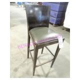 6X, WOOD FRAME BAR STOOL W/ BROWN VINYL SEAT
