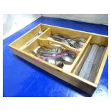 LOT, 1 WOOD CUTLERY TRAY W/ ASST CUTLERY NOTES!