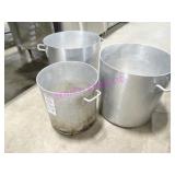 3X, ASST SIZE H.D. ALUM STOCK POTS  NOTES!