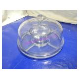 1X, 11.5" 5 SECTION GLASS PLATTER & GLASS DOME LID
