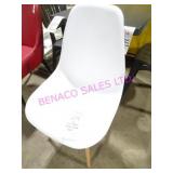 6X, WHITE PLASTIC CHAIR W/ WOOD LEGS
