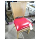 25X, WOOD DINING CHAIR W/ RED VINYL SEAT