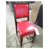4X, WOOD FRAME W/ RED VINYL COUNTER HEIGHT CHAIR