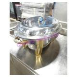 1X, 23" OVAL S/S CHAFING DISH W/ BRASS TRIM NOTE