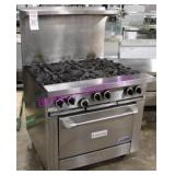 1X, GARLAND 6 BURNER RANGE NAT GAS W/ OVEN