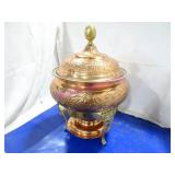 1X, ORNATE BRASS CHAFING DISH W/ BASE & LID