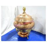 1X, ORNATE BRASS CHAFING DISH W/ BASE & LID