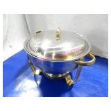 1X, 13"D S/S ROUND CHAFING DISH W/ BRASS TRIM