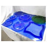 LOT, 13PCS ASST COLOR GLASS DISHWARE