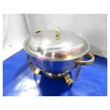 1X, 13"D S/S ROUND CHAFING DISH W/ BRASS TRIM