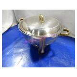 1X, 13"D S/S ROUND CHAFING DISH W/ BRASS TRIM
