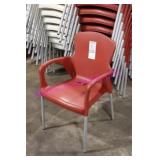 18X, RED PLASTIC ADULT CHAIRS W/ METAL FRAME