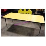 1X, 72"X30" YELLOW WOODEN TABLE, ADJUSTABLE LEGS