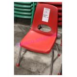 6X, RED PLASTIC CHILD CHAIRS W/ METAL FRAME