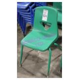 3X, GREEN PLASTIC ADULT CHAIRS W/ METAL FRAME
