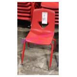 7X, RED PLASTIC CHAIRS W/ RED METAL FRAME