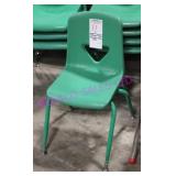 5X, GREEN PLASTIC CHILD CHAIRS W/ METAL FRAME