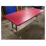 3X, 72"X30" RED WOODEN FOLDING TABLE