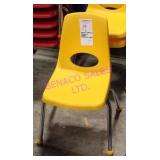 3X, YELLOW PLASTIC CHILD CHAIRS W/ METAL FRAME