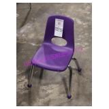 6X, PURPLE PLASTIC CHILD CHAIRS W/ METAL FRAME