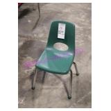 5X, DARK GREEN PLASTIC CHILD CHAIR W/ METAL FRAME