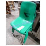 3X, GREEN PLASTIC STACKING CHAIRS