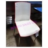 6X, METAL FRAME WHITE PLASTIC PATIO CHAIRS