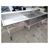 1X, 103"X30" 2WELL S/S SINK W/ L.H. RUNOFF