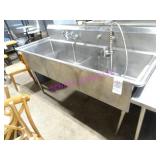 1X, 78"X30" 3 WELL S/S SINK W/ RINSE WAND - AS IS