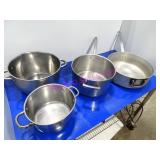 LOT, 6PC, 5 ASST SIZE STOCK POT W/ 1 LRG SKILLET