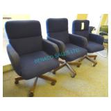 LOT, 3X, BLUE OFFICE CHAIRS+1 GREEN SIDE CHAIR