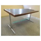 1X, 60"x30", WOOD & LEATHER +CHROME TABLE