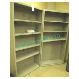 2X, GRAY 6 SHELF METAL BOOK CASE