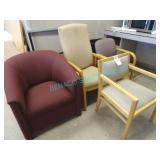 LOT, 4 ASST WOOD+ FABRIC CHAIRS