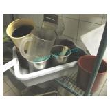 1X, BUS BIN WITH CONTENT, BOWLS ETC,