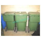 3X, GREEN RECYCLING BINS