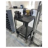 Work table with grinder and vice