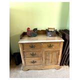 Marble top cabinet & miscellanious decorations