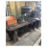 Drill press with work bench